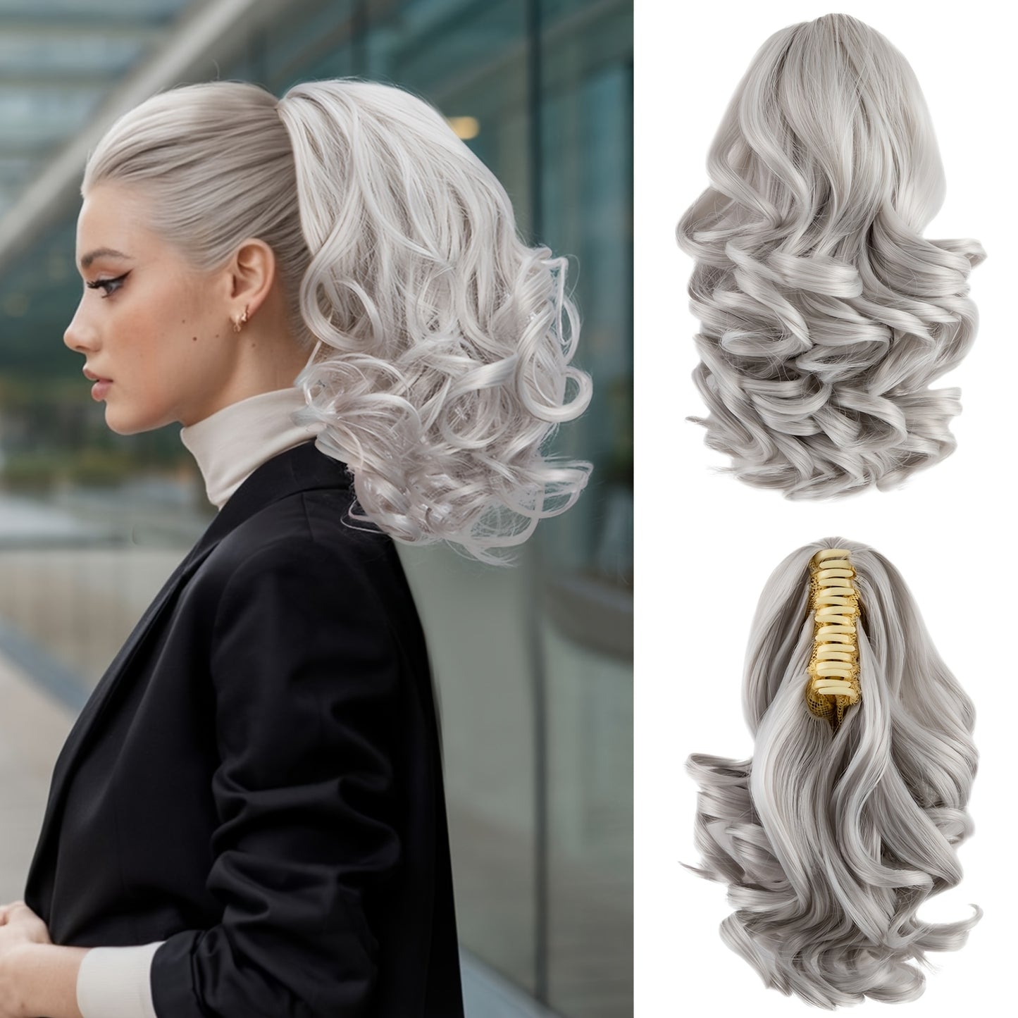 Women's Curly Wavy Ponytail Clip-In Extensions - Brown, Voluminous Curly Waves, Damage-Free Clip-In Ponytail for Everyday & Special E- Natural Look Synthetic Hair for Added Volume & Length