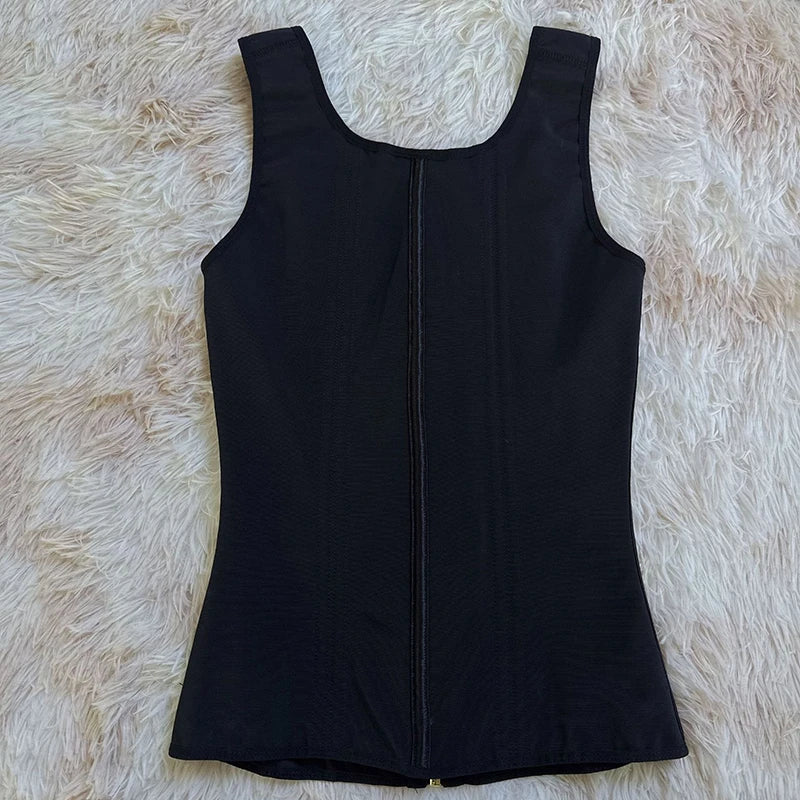 Double Compression Vest Bra Waist Trainer Corset with 17 Steel Bone Flat Belly Strap Slim Body Shaper Fajas Colombianas Girdles