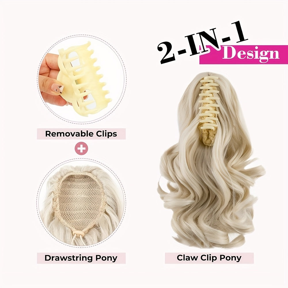 Women's Curly Wavy Ponytail Clip-In Extensions - Brown, Voluminous Curly Waves, Damage-Free Clip-In Ponytail for Everyday & Special E- Natural Look Synthetic Hair for Added Volume & Length