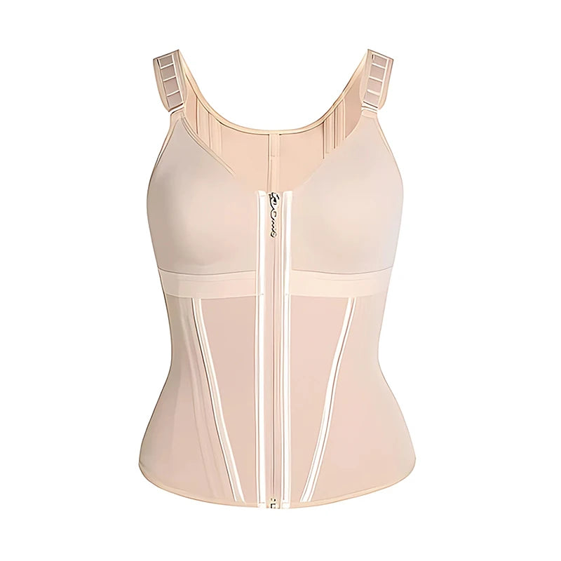 Double Compression Vest Bra Waist Trainer Corset with 17 Steel Bone Flat Belly Strap Slim Body Shaper Fajas Colombianas Girdles