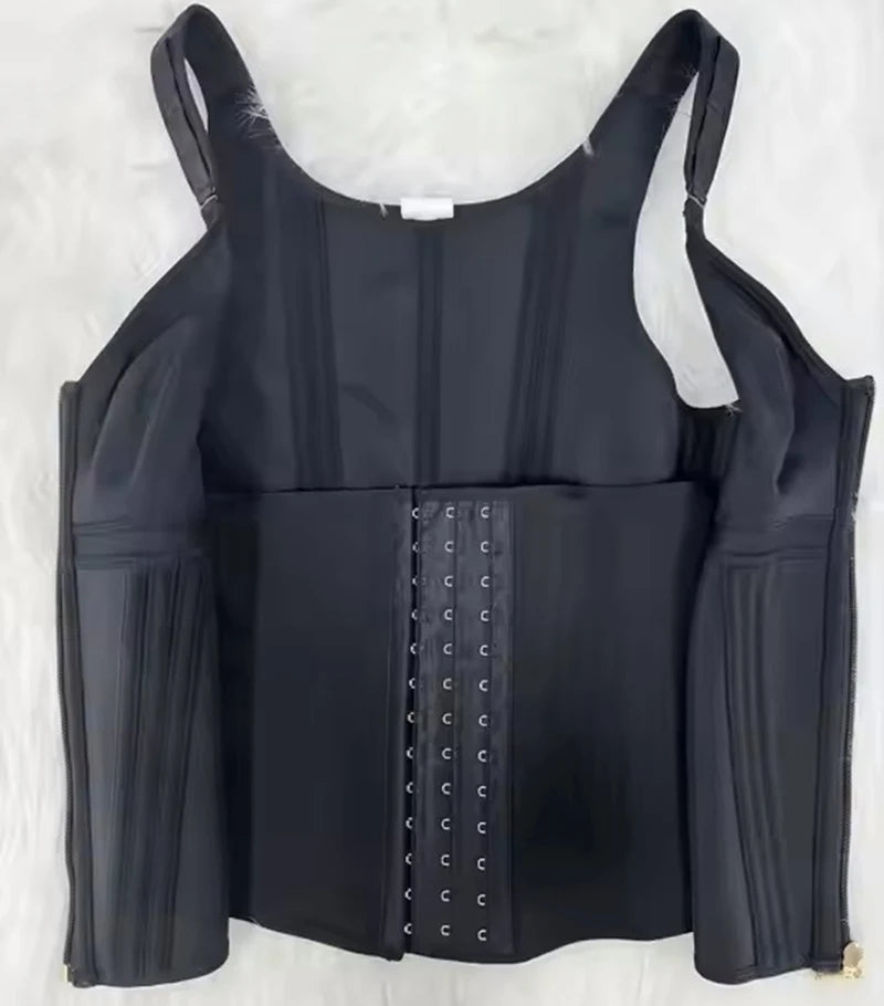 Double Compression Vest Bra Waist Trainer Corset with 17 Steel Bone Flat Belly Strap Slim Body Shaper Fajas Colombianas Girdles