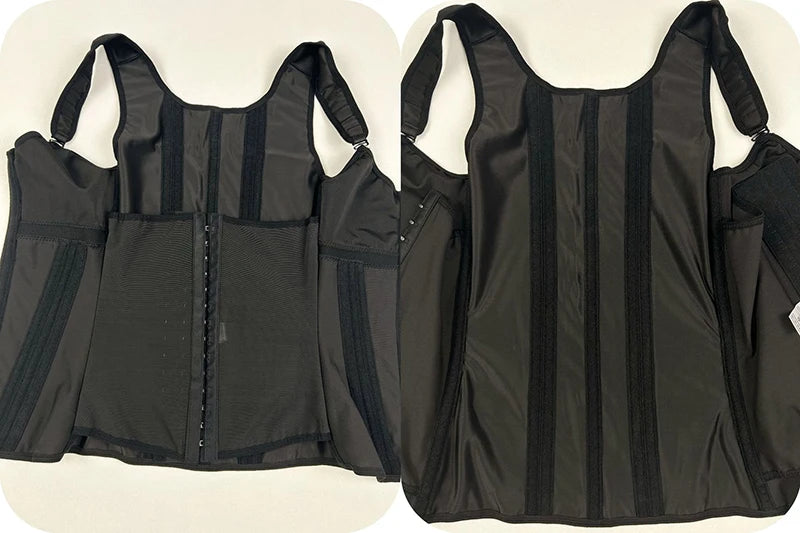 Double Compression Vest Bra Waist Trainer Corset with 17 Steel Bone Flat Belly Strap Slim Body Shaper Fajas Colombianas Girdles