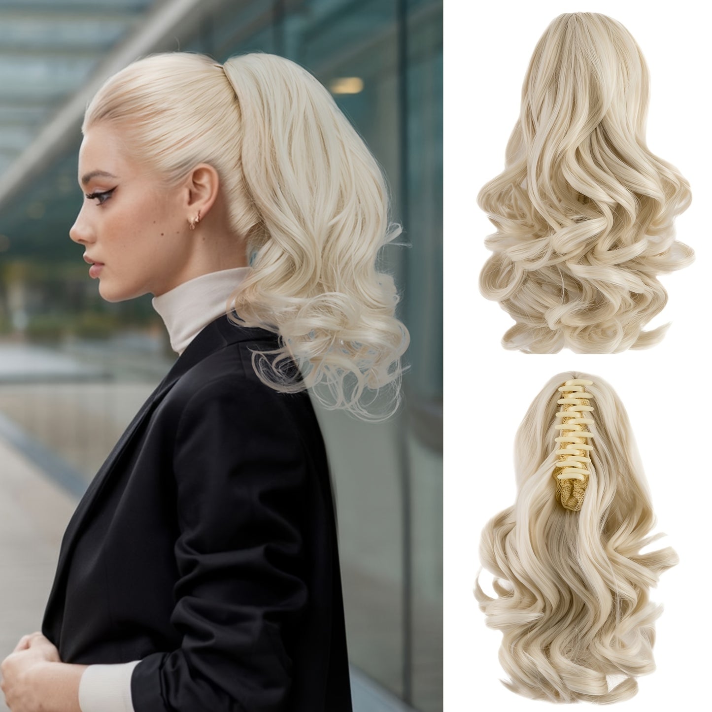 Women's Curly Wavy Ponytail Clip-In Extensions - Brown, Voluminous Curly Waves, Damage-Free Clip-In Ponytail for Everyday & Special E- Natural Look Synthetic Hair for Added Volume & Length